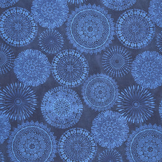Indigo Splash - Watercolor Medallions Blue Yardage