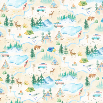 On Lake Time - Lake House Map Natural Yardage