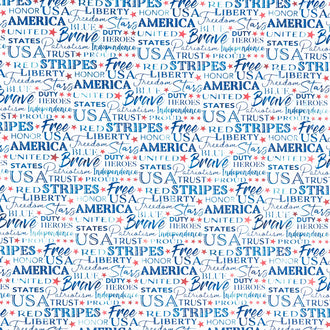 Patriot - Inspiration Word White Multi Yardage