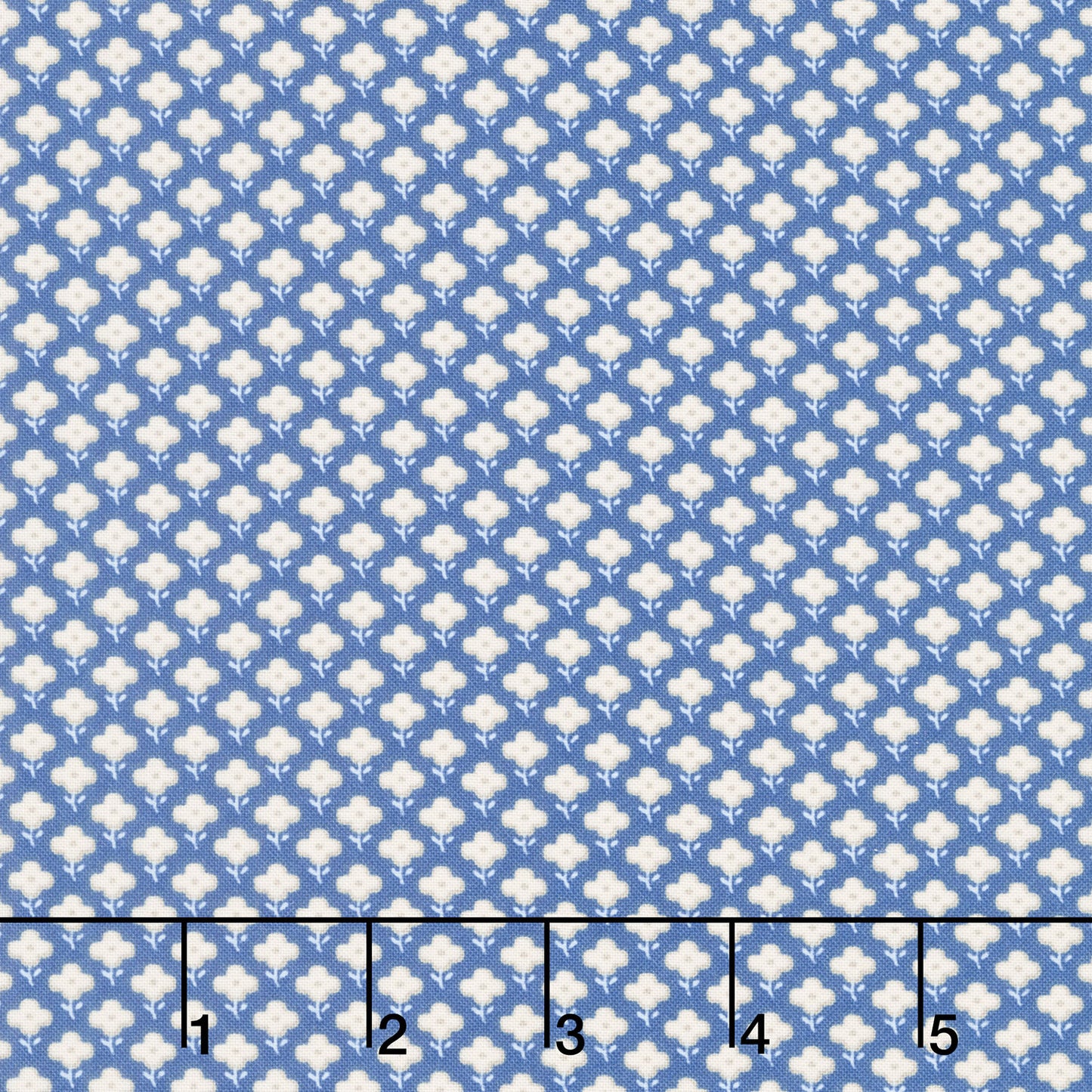 French Quarter - Flower Pattern Blue and Cream Yardage Primary Image