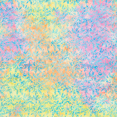 Bold Blooms Batiks - Mini Sprigs Pink Orange Yardage