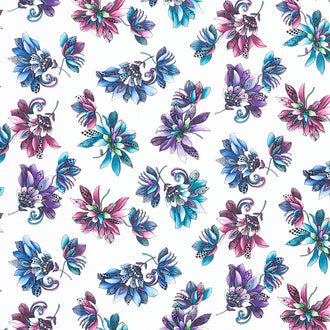 Xanadu - Floral White Multi Yardage