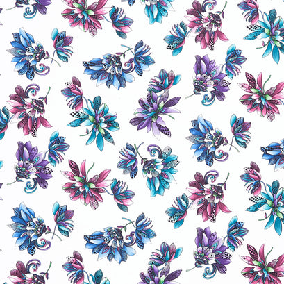 Xanadu - Floral White Multi Yardage