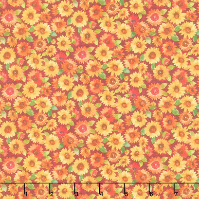 Pumpkin Farm - Mini Sunflowers Wine Yardage