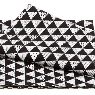 Black & White with a Touch of Bright - Patterned Triangles Black/Multi 2 Yard Cut