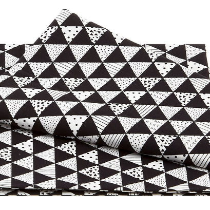 Black & White with a Touch of Bright - Patterned Triangles Black/Multi 2 Yard Cut