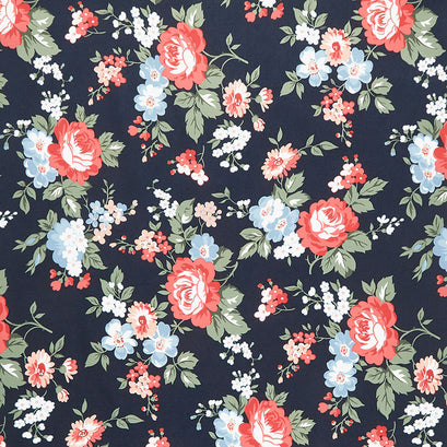 Dwell - Floral Cottage Navy 108" Backing