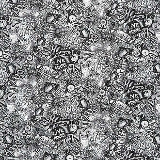 Novelty - Skateboarding Graffiti Mural Graffiti Digitally Printed Yardage