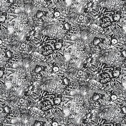 Novelty - Skateboarding Graffiti Mural Graffiti Digitally Printed Yardage