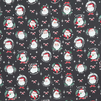 Twas - Jolly Old Elf Charcoal Metallic Yardage