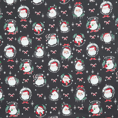 Twas - Jolly Old Elf Charcoal Metallic Yardage