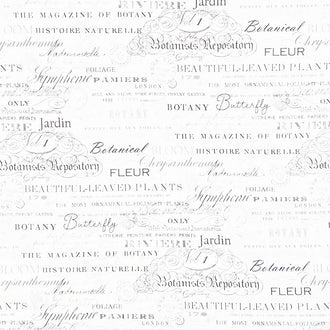 Morning Blossom - Script White Gray Yardage