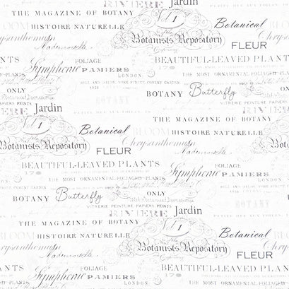 Morning Blossom - Script White Gray Yardage