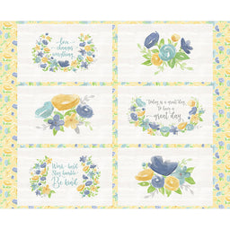 Monthly Placemat Panels - May Flowers Placemat Blue Yellow Panel Primary Image