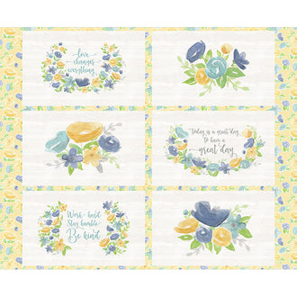 Monthly Placemat Panels - May Flowers Placemat Blue Yellow Panel