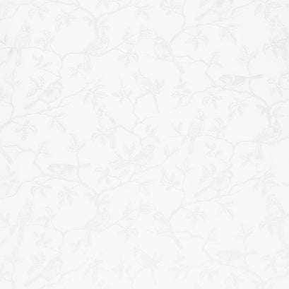 Holiday Flourish Blue - Birds White Metallic Yardage