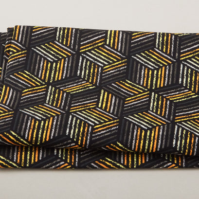Mellow Yellow - 3D Boxes Black 2 Yard Cut