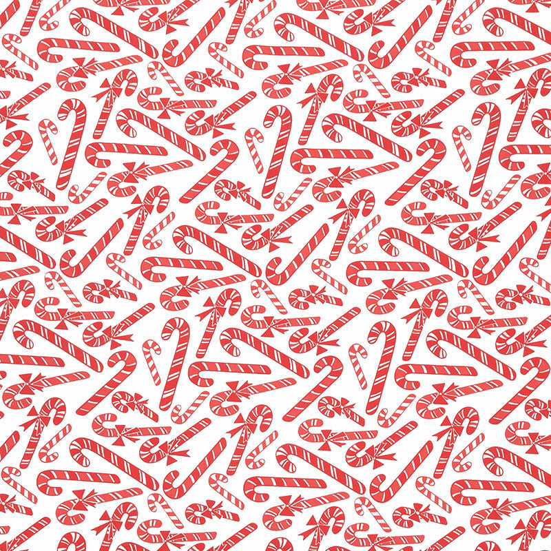 Reindeer Games - Candy Cane Dance Winter White & Poinsettia Red Yardage Primary Image