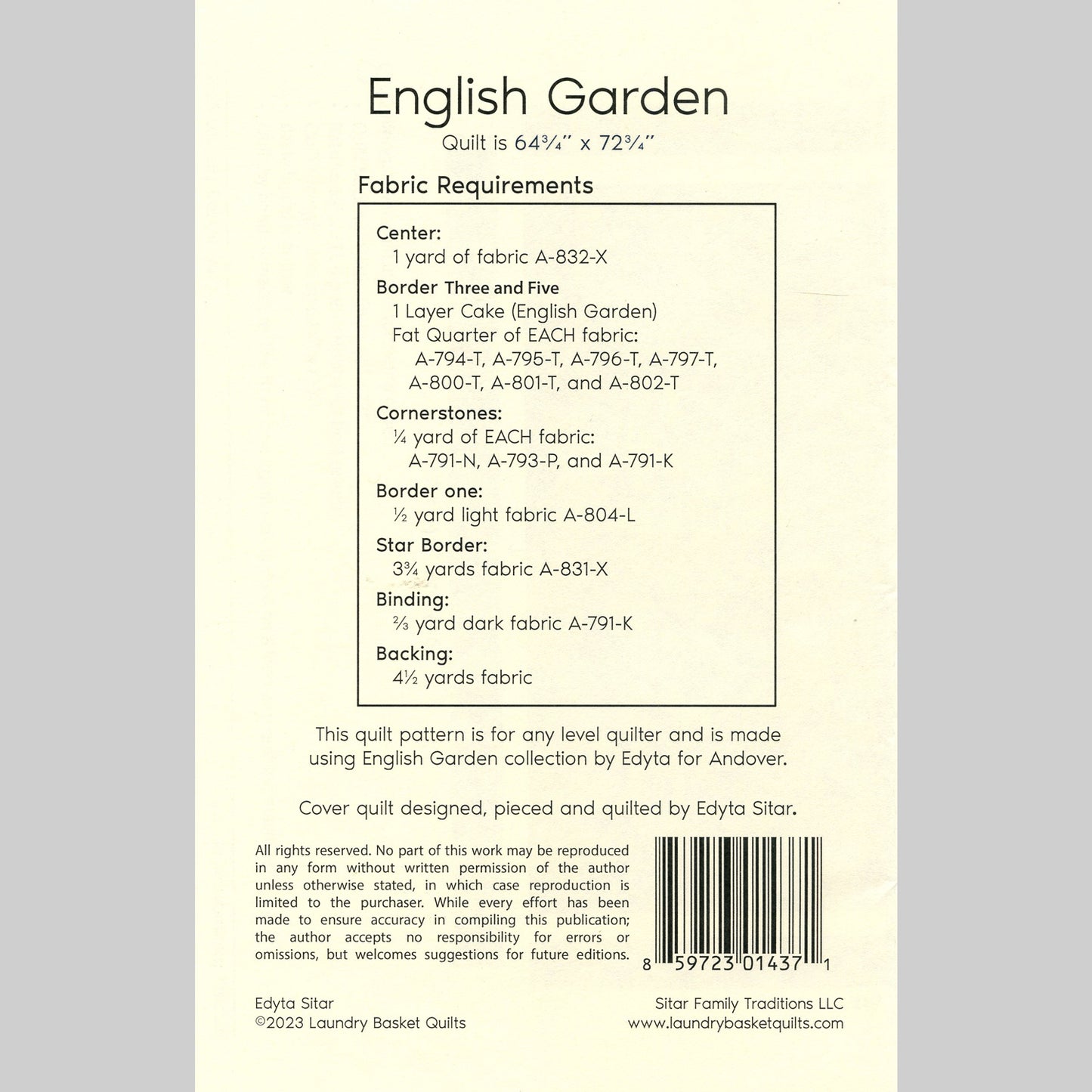 English Garden Quilt Kit Alternative View #3