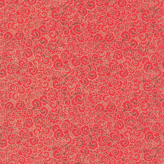 Holiday Blenders - Packed Metallic Scrolls Red Metallic Yardage