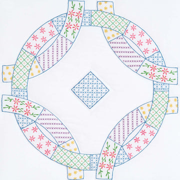 Interlocking Patchwork Wedding Rings 18" Embroidery Quilt Blocks Set Alternative View #1
