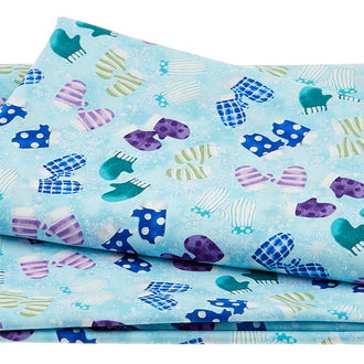 Flurry Friends Mittens Allover Aqua 2 Yard Cut