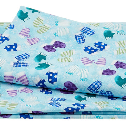 Flurry Friends Mittens Allover Aqua 2 Yard Cut