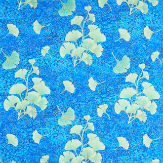 Gingko Garden - Ginkgo Cluster Navy Metallic Yardage