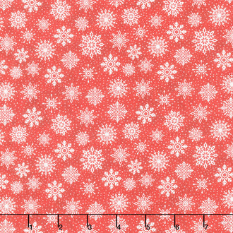 Snowy Tidings - Snowflakes Red Yardage