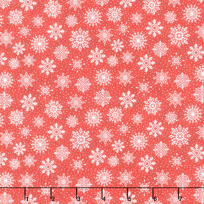Snowy Tidings - Snowflakes Red Yardage