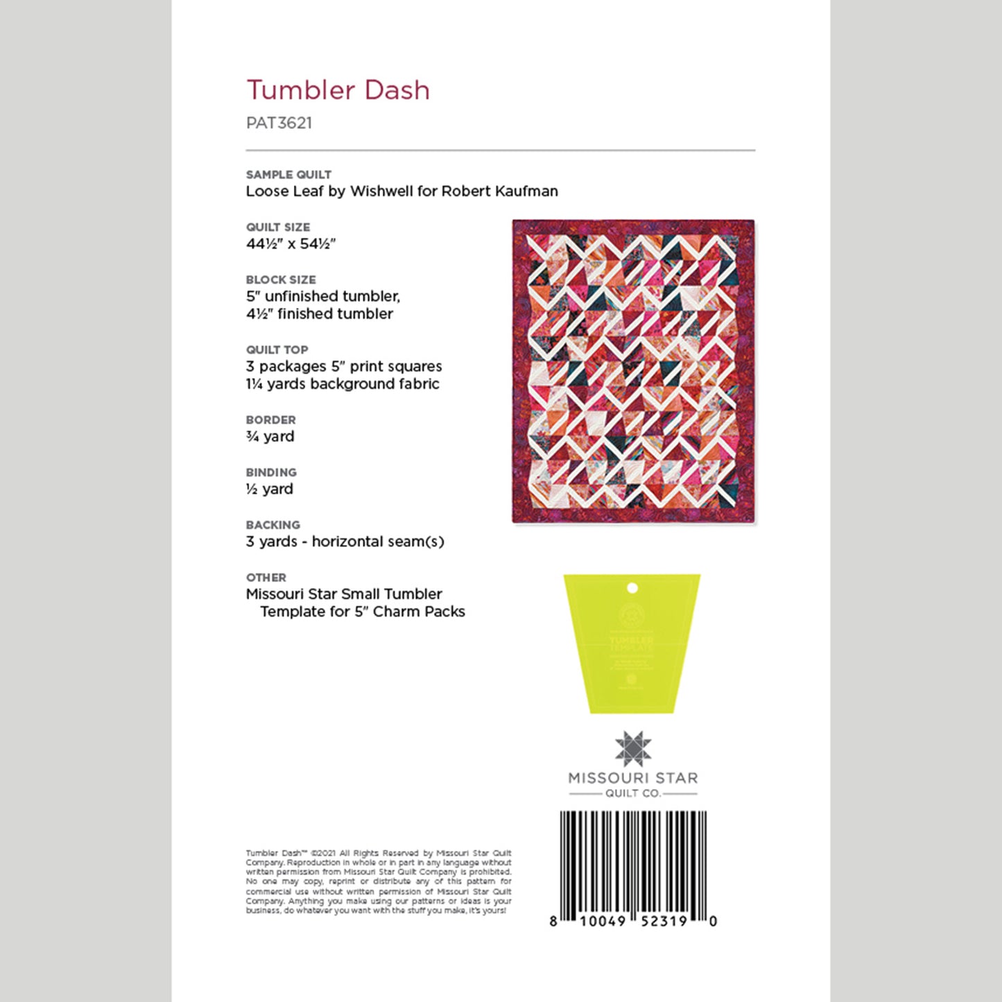 Digital Download - Tumbler Dash Quilt Pattern by Missouri Star Alternative View #1