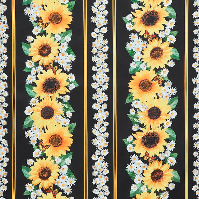 Advice from a Sunflower - Sunflower & Butterflies 11" Stripe Black Yardage Primary Image