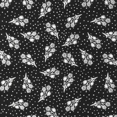 Night & Day - Small Floral Black Yardage