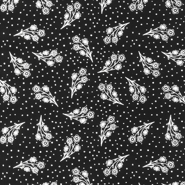 Night & Day - Small Floral Black Yardage Primary Image