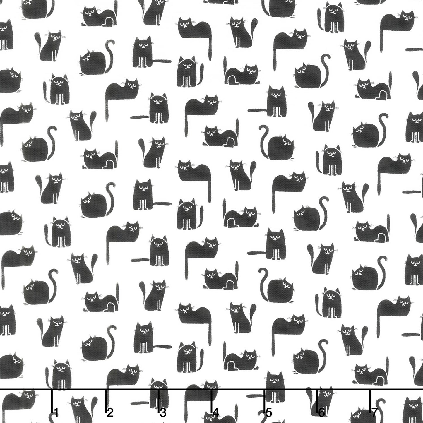 Cats (Timeless Treasures) - Tossed Black Cats White Yardage Primary Image