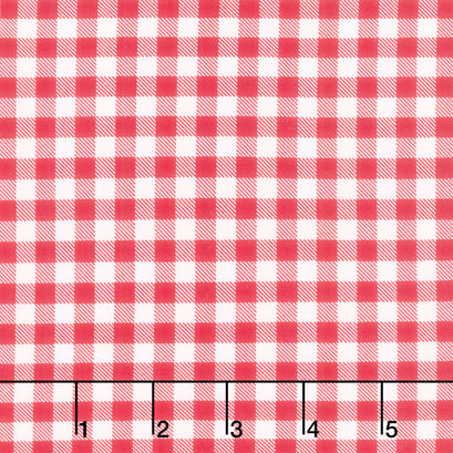 Redwork Christmas - Check Red Cream Yardage