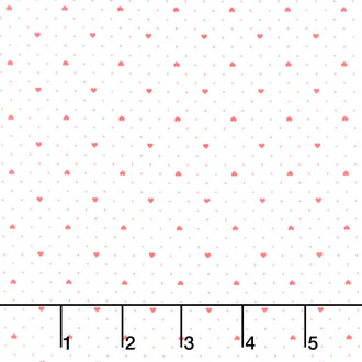 Lighthearted - Heart Dot 108" Wide Backing Cream Red