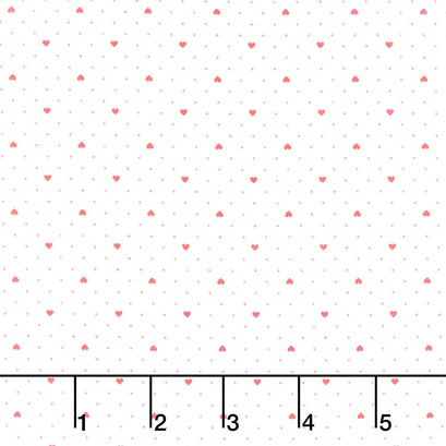 Lighthearted - Heart Dot 108" Wide Backing Cream Red
