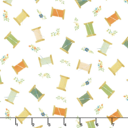 Sew Much Fun - Thread Spools White Yardage