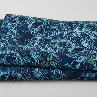 Tonga Batiks 108" Wide - Swirly Palm Leaves Malachite 3 Yd Cut