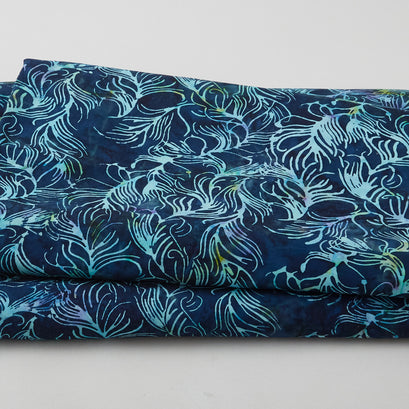 Tonga Batiks 108" Wide - Swirly Palm Leaves Malachite 3 Yd Cut