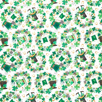 Shamrocked - St. Patrick's Day Wreaths White Yardage