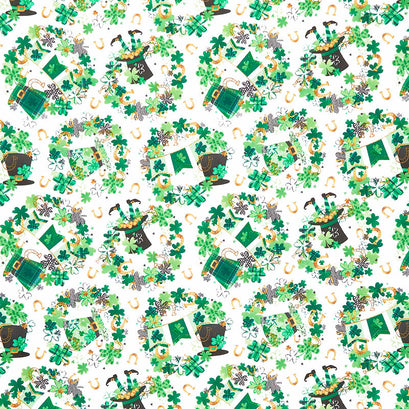 Shamrocked - St. Patrick's Day Wreaths White Yardage