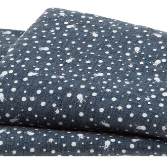 Let It Snow Flannel - Mini Snowman Toss Dark Blue 2 Yard Cut