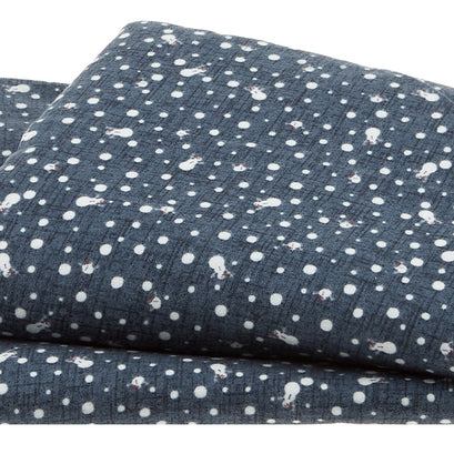 Let It Snow Flannel - Mini Snowman Toss Dark Blue 2 Yard Cut