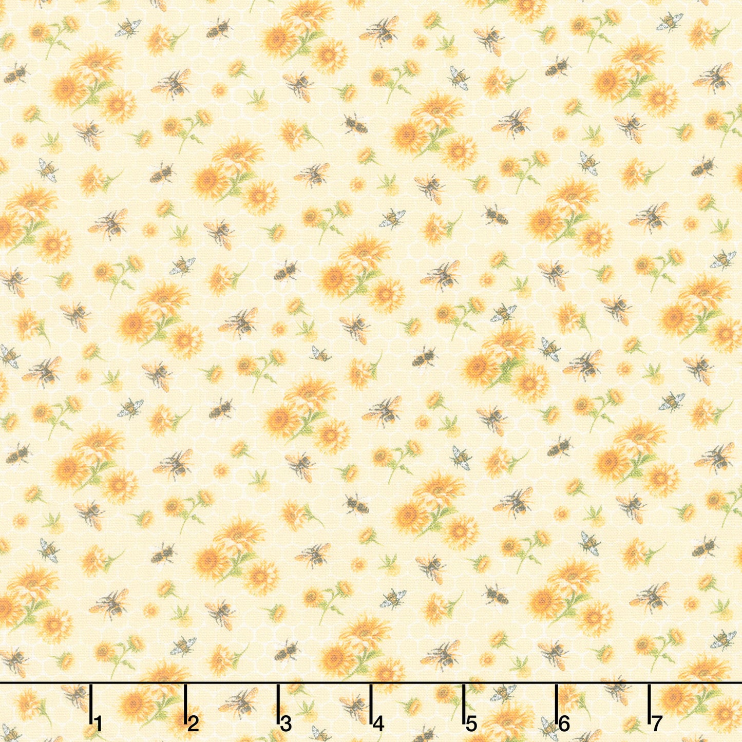Honey Bee Farm - Bee and Sunflower Bouquets Yellow Yardage Primary Image