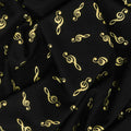 Orchestra - Tossed Metallic G-Clefs Black Metallic Yardage Alternative View #1