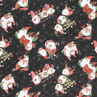 Baby It's Gnomes Out - Gnomes All Over Black Yardage