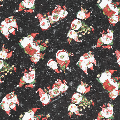 Baby It's Gnomes Out - Gnomes All Over Black Yardage