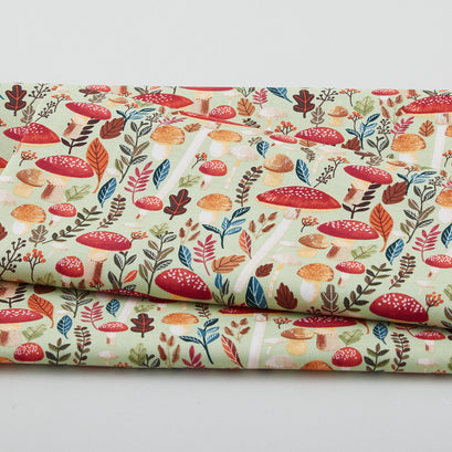 Autumn Friends - Mushrooms Sage One Yard Cut